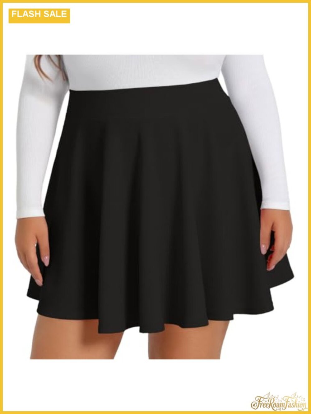 Plus Size Pleated Mini Skirt High Waisted Flowy Short Skirt